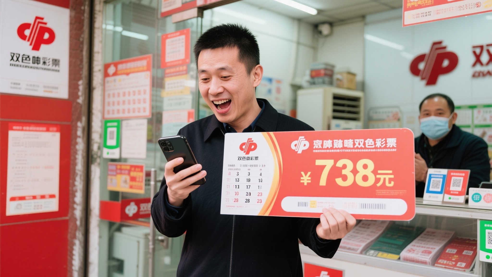 男子喜中双色球738万连声道谢，站点曾创662万大奖